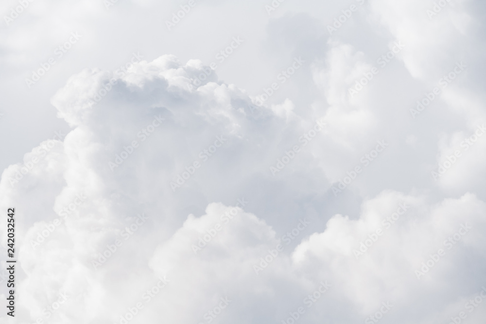 View on a soft white fluffy clouds as background, texture (abstract) - obrazy, fototapety, plakaty 