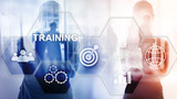 Fototapeta Nowy Jork - Business training concept. Training Webinar E-learning. Financial technology and communication concept.