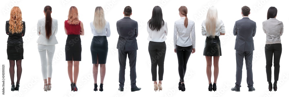 rear view.a group of young business people looking forward - obrazy, fototapety, plakaty 