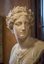 Marble Statue Bust With Laurel