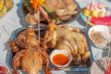 Table food for pay respects to god or spirits of ancestor