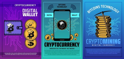Poster - Mobile phone digital wallet with bitcoin