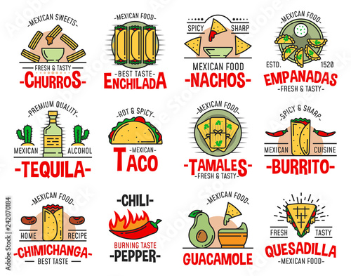 Fotomural Mexican fast food burrito, nachos and tequila