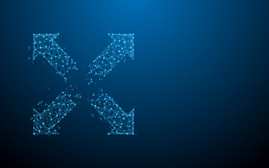 Fototapete - Extend, resize and Cross arrow sign form lines, triangles and particle style design. Illustration vector