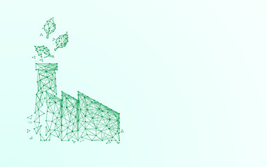 Aufkleber - factory icon form lines, triangles and particle style design. Illustration vector