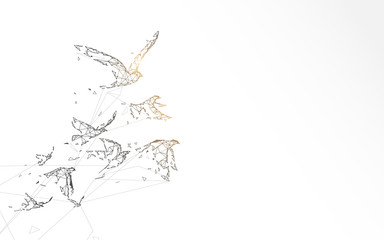 Aufkleber - Flying birds form lines, triangles and particle style design. Illustration vector