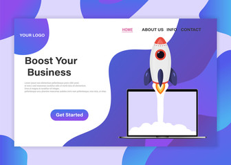 Poster - Landing page template of Boost your business. Startup your project for website and, landing pages, templates, UI, web, mobile applications, posters, banners. Launching new product or service.