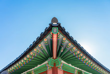 Detail Of The Roof Of The Historical Building In Gyeongbokgung Palace In Seoul, Korea.