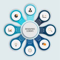 Poster - Infographics design vector and marketing icons can be used for workflow layout, diagram, annual report, web design. Business concept with 8 options, steps or processes.