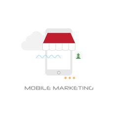 Poster - digital mobile marketing concept line style isolated