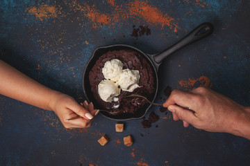 Canvas Print - brownie with ice cream