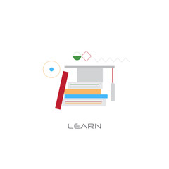 Poster - knowledge learning education concept graduation cap book stack line style isolated