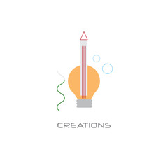 Poster - light bulb pencil icon new creative business idea innovation creations concept line style isolated