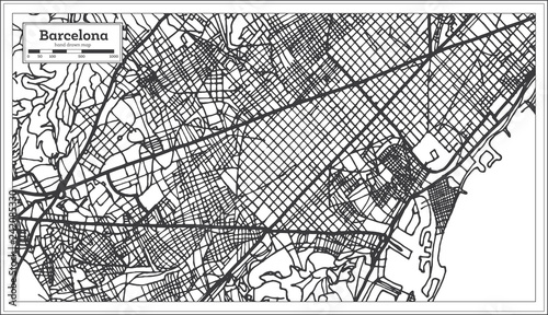 Fotografía Barcelona Spain City Map in Retro Style. Outline Map.