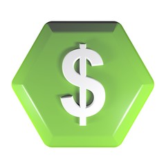 Fototapete - Green hexagon Dollar Push button - 3D rendering illustration