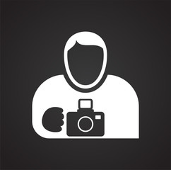 Fototapete - Photographer icon on black background for graphic and web design, Modern simple vector sign. Internet concept. Trendy symbol for website design web button or mobile