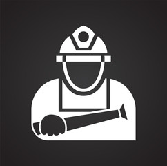 Fototapete - Fire fighter icon on black background for graphic and web design, Modern simple vector sign. Internet concept. Trendy symbol for website design web button or mobil