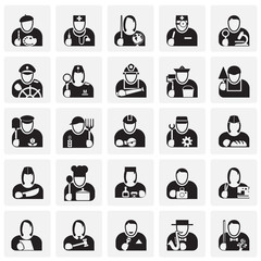 Fototapete - Occupations icon set on squares background for graphic and web design, Modern simple vector sign. Internet concept. Trendy symbol for website design web button or mobile