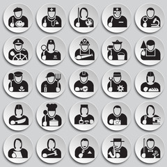 Fototapete - Occupations icon set on plates background for graphic and web design, Modern simple vector sign. Internet concept. Trendy symbol for website design web button or mobile