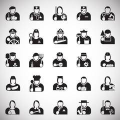 Fototapete - Occupations icon set on white background for graphic and web design, Modern simple vector sign. Internet concept. Trendy symbol for website design web button or mobile