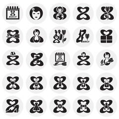 Poster - Woman day icon set on circles background for graphic and web design, Modern simple vector sign. Internet concept. Trendy symbol for website design web button or mobile