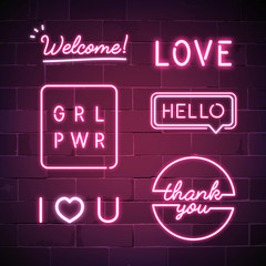 Wall Mural - Various neon signs vector set