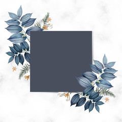 Sticker - Blue floral blank square card design