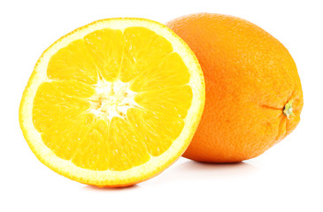 Fresh oranges (Citrus) isolated on white background, including clipping path without shade. Germany