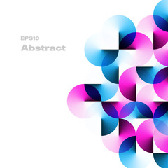 Wall Mural - Geometric Magenta and Blue Angle Gradient Circles Isolated on White Square Background. EPS 10 Vector.
