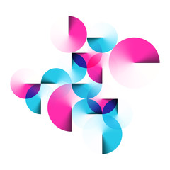 Wall Mural - Geometric Magenta and Bright Blue Angle Gradient Circles Isolated on White Square Background. EPS 10 Vector.