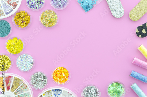 Bottles Of Colorful Nail Glitters Color Changing Shining Powder Bottles Of Colorful Nail Glitters Color Changing Shining Powder