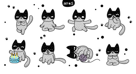 Cute cartoon cats with different emotions. Set 5