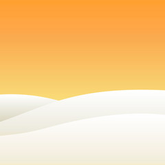 Beautiful vector illustration of nature landscape. Flat poster of a winter sunset.