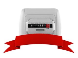 Poster - Electricity measure with blank red ribbon