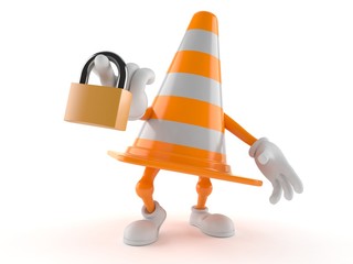 Poster - Traffic cone character holding padlock