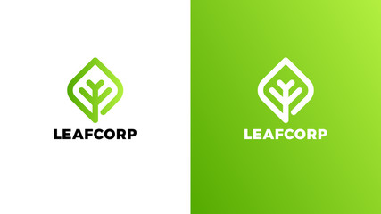 Wall Mural - Leaf Logotype template, positive and negative variant, corporate identity for brands, nature logo, vector design