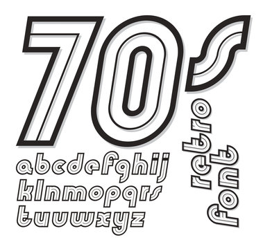 Set of vector cursive retro lower case English alphabet letter, for use as retro poster design elements