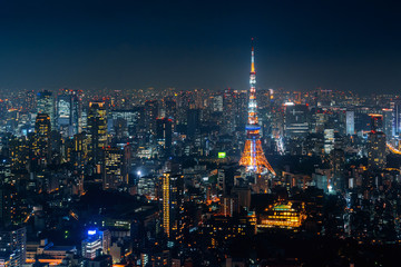 Fototapete - Tokyo cityscape at night, Japan.