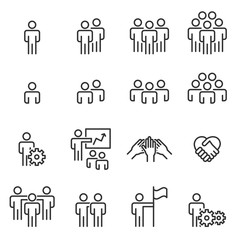 Wall Mural - People Icons Line Work Group Team Vector