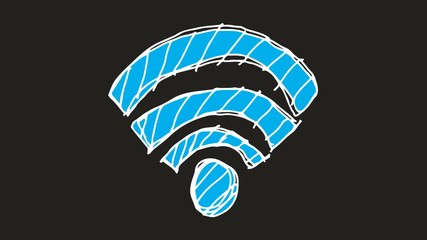 Poster - hand drawing black screen with theme of wifi