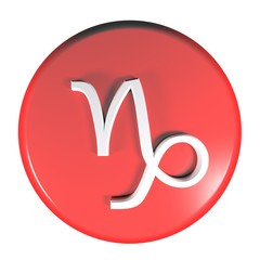 Poster - ZODIAC CAPRICORN ICON red circle push button  - 3D rendering illustration