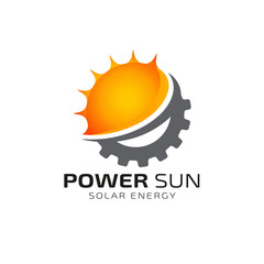 Wall Mural - Sun solar energy logo design template. solar tech logo design