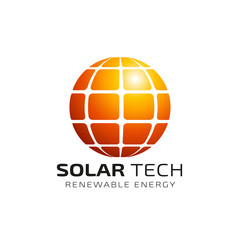 Wall Mural - Sun solar energy logo design template. solar tech logo design