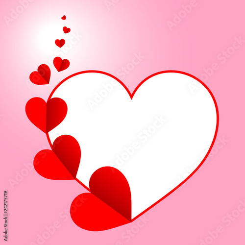 Valentine S Day Card Red Hearts Floating Over One Big White Heart With Pink Gradient Background Concept Of Love Commitment Celebration Being A Couple Buy This Stock Vector And Explore Similar Vectors