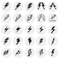 Fototapete - Lightning icon set on circles background for graphic and web design, Modern simple vector sign. Internet concept. Trendy symbol for website design web button or mobile