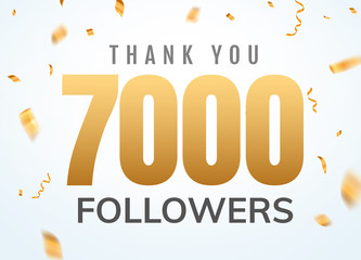 Canvas Print - Thank you 7000 followers design template social network number anniversary. Social users golden number friends thousand celebration
