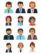 © EGerman - Male and female faces avatars. Businessman and businesswoman avatar icons. Team icons collection. Flat vector icons set.  Vector illustration