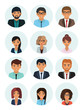 © EGerman - Male and female faces avatars. Businessman and businesswoman avatar icons. Team icons collection. Flat vector icons set.  Vector illustration