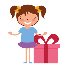 Wall Mural - happy girl with gift box