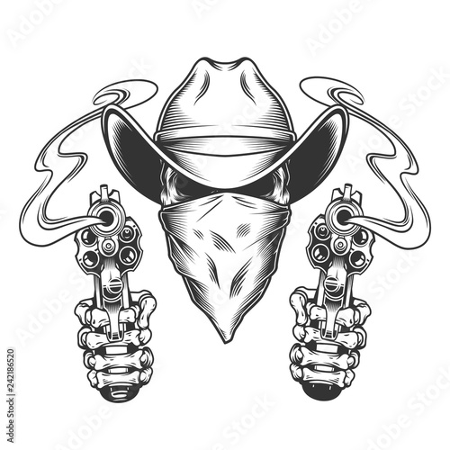 Skull in cowboy hat and scarf